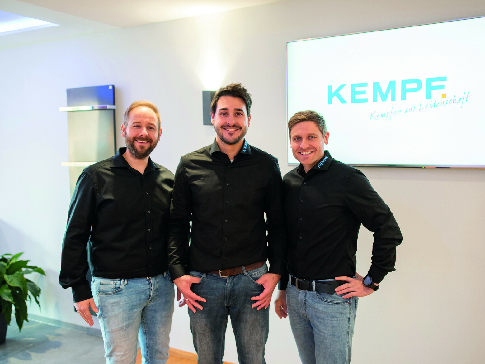 Die Geschäftsleitung (v.l.n.r) Tobias Kempf, Ruben Kaltenbach und Sebastian Kempf führen den Betrieb in der 5. Generation.
