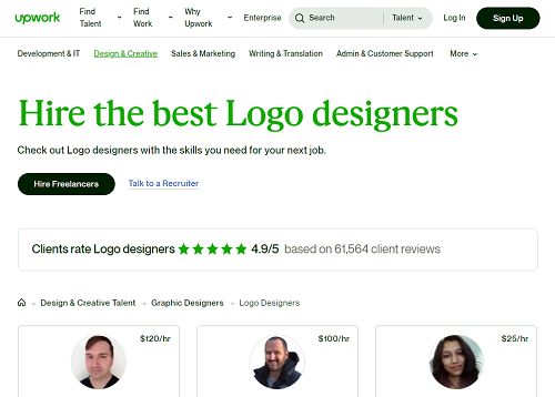 Logo-Designer auf Upwork.com Website finden 